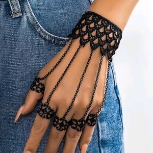 Anthropologie Black Lace Hand Jewelry